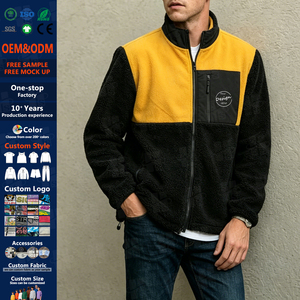 Chaqueta polar con cremallera completa al por mayor, casual, con cuello alto, de forro polar grueso, con logotipo bordado personalizado, para exteriores, tallas grandes, para hombre - Product Image 1