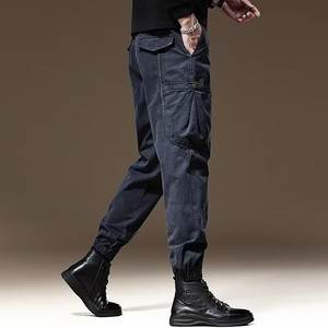 Pantalones Cargo Negros Retro Americanos para Hombre, Estilo Montaña, Corte Recto Holgado, Antiarrugas, Forro Polar, Cintura Elástica, Primavera-Otoño - Product Image 4