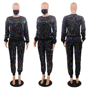 I prodotti più venduti <span class=keywords><strong>Online</strong></span> eleganti abbigliamento Casual Plus Size da <span class=keywords><strong>donna</strong></span> manica lunga due pezzi Set di paillettes - Product Image 2