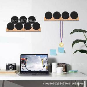 Wooden Medal Display Rack Wall Mounted With <b>Hooks</b> Rectangle Shape Multipurpose Storage For Awards And Decorations - Product Image 4
