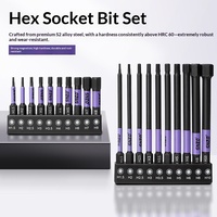 Set Obeng Impak Shank Hex Ekstensi, Obeng Listrik dengan Bit Phillips Torx Magnetik Tinggi dan Terkeras, 7/10 Buah, Ukuran 50mm/100mm