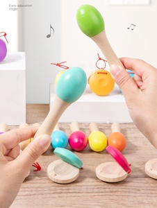 Maracas en bois en gros pour tout-petits, instrument de musique, instrument de percussion Orff, jouets éducatifs musicaux précoces - Product Image 4