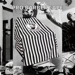 Capa de Barbero Profesional con Logotipo Personalizado, Capa de Peluquería a Rayas Blancas y Negras, Capas Resistentes al Agua y Duraderas para Salón de Belleza - Product Image 2