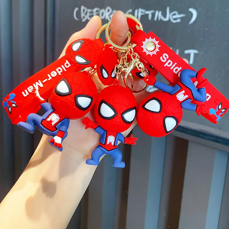 Hadiah kecil Promosi boneka Spiderman klasik gantungan kunci mobil liontin tas gantungan kunci kartun kreatif Spiderman