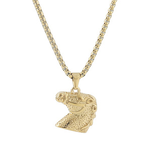 yunnique Stainless Steel Horse Head Pendant Necklace <b>Silver</b> Gold Color Animal Shape Fashion Jewelry for Men Women 122007 - Product Image 5