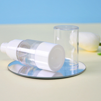 Flacon pompe sans air transparent givré de haute qualité 15ml 30ml 50ml 100ml, contenant cosmétique avec couvercle et base blancs