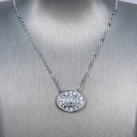 Collier tendance pour femme NOVA 1 carat en moissanite, argent sterling 925, pendentif ovale serti de griffes, chaîne en câble, plaqué rhodium