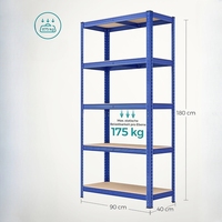 Rayonnage d'entrepôt industriel, palettes en acier, rayonnage en mezzanine, rayonnage en acier sans boulons à 4/5 niveaux, étagère de rangement réglable
