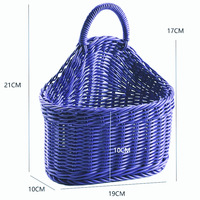 Keranjang Penyimpanan Buah Bingkai Besi Rotan PP Buatan Tangan, Pot Bunga Gantung Dinding untuk Dapur dan Ruang Tamu