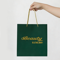 Boîte cadeau luxe avec impression de logo par estampage à chaud, sac en papier pour bijoux (collier, bague, bracelet) avec poignée en nylon.