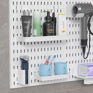 Organisateur de salle de bain mural à monter soi-même, étagère en panneau perforé sans perçage pour évier, cosmétiques et articles de toilette, rangement décoratif créatif - Product Image 2