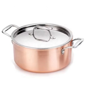 3Ply Casseroles Copper <strong>Saucepan</strong> <strong>Induction</strong> 16 18 20 22 24 26 cm Stockpot for Kitchen Cooking Safety Microwave Dishwasher - Product Image 1