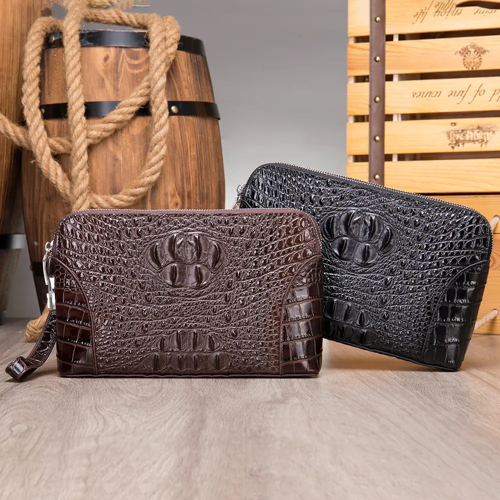 High Quality Genuine Leather Men Clutch Bag Crocodile Pattern Clutch Purse Anti-theft MaleLarge Capacity Wallet