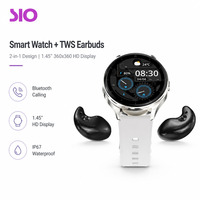 Montre connectée 2-en-1 avec écouteurs TWS pour le sommeil, logo personnalisé OEM ODM, écran 1,45 pouces 360 x 360, IP67, réponse aux appels, fréquence cardiaque, vente en gros