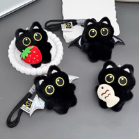 Porte-clés Noir Amusant Chaton Diable Adorable, Pendentifs pour Fête et Halloween, Décoration de Sac, Cadeau pour Couple