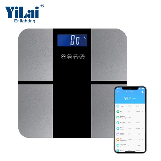 Nhà Máy Yilai Quy Mô 180KG 396LB Điện Tử Blance Của Kính Analyzer Body Fat Trọng Lượng Quy Mô Tốt Nhất Thông Minh Wifi Quy Mô