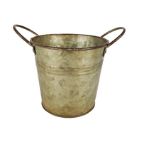 Pot de fleurs en métal pour décoration de jardin vintage Mini jardinière galvanisée Pot à bougies avec poignées