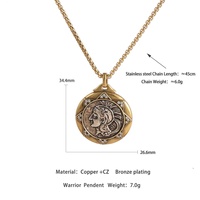 Bijoux de mode trouver ancien collier en Bronze pendentif ancien chevalier romain Portrait pendentif bricolage collier à breloques