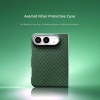 Étui de téléphone personnalisé en fibre d'aramide de luxe, léger, antichoc, anti-empreintes digitales, avec anneau magnétique en relief pour iPhone 18 Duo Pro Max