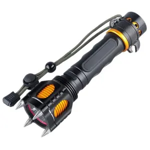 Outil de survie d'ouragans de voiture, tête d'attaque Rechargeable T6 torche Led lampe de poche tactique avec alarme