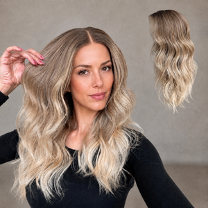 Parrucca Frontale in Pizzo di Capelli Umani Europei Premium, con Attaccatura Naturale, Bionda con Mèches, Trasparente, per Donne Bianche - Product Image 1