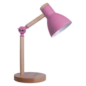 Flexo TEACHER 1xE27 Lámpara Escritorio Rosa Mate/Madera Al.47xD.15cm - Product Image 1
