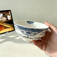 Service de table en céramique à motif floral bleu rose vintage, assiettes et bols en porcelaine classiques pour la décoration de table