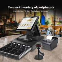 Perangkat Kasir POS Layar Sentuh Dual-Screen All-in-One Intel Core I5 Generasi ke-4 (8GB RAM + 128GB SSD) Dual 15.6"+12" Windows/Linux