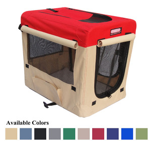 <span class=keywords><strong>Cage</strong></span> de voyage pliante de luxe à 3 portes pour animaux de compagnie chien chenil intérieur à côtés souples motif solide caisse souple plateau en plastique boîte à palettes emballage - Product Image 3