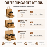 Sac en papier kraft imprimé sur mesure pour l'emballage de marques de café avec gobelet en papier de qualité supérieure et emballage à emporter
