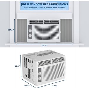 Climatiseur de fenêtre Garvee 5000 Btu, refroidissement pour 150 pieds carrés, commandes faciles, mode ventilateur, filtre lavable, blanc - Product Image 2