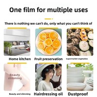 Film alimentaire PVC jaune en rouleau grand format, jetable, de qualité alimentaire, pour la maison, les cuisines, les salons de beauté, l'usage commercial et les supermarchés, idéal pour les fruits
