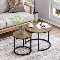 Tables d'appoint empilables Ensemble de 2 tables d'appoint robustes et faciles à assembler pour table basse ronde industrielle de salon