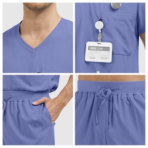 Conjunto Médico para Hombre, Top Ventas, Lavable, Manga Corta, Logotipo Personalizado, para Doctor y Enfermero, Cuello en V Elástico, Múltiples Bolsillos, Corte Atlético - Product Image 4