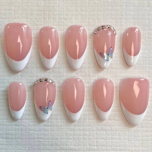 Nouvelles Idées de Produits : <span class=keywords><strong>Faux</strong></span> <span class=keywords><strong>Ongles</strong></span> à Presser en Acrylique 3D Fleur, Forme Amande Moyenne, Rose Kawaii, 10 Pièces, Faits Main, Manucure Longue Amande - Product Image 3