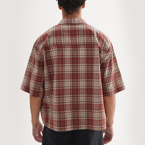 BINBEIER <span class=keywords><strong>Camicia</strong></span> a Quadri in Stock, Personalizzabile con Logo Ricamato, <span class=keywords><strong>Camicia</strong></span> Estiva a Quadri con Bottoni, <span class=keywords><strong>Camicia</strong></span> Corta a Righe per Uomo - Product Image 3