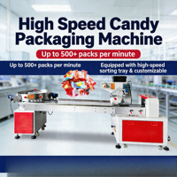 Machine d'emballage de bonbons entièrement automatique DEEPACK à haute stabilité et faible perte, avec 3 servomoteurs, épissage automatique du film et couteau de scellage en alliage