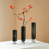 Mini vase en verre transparent à tube droit, petit vase pour fleur unique, décoration de table à manger, mariage, hôtel, bureau