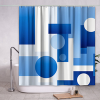 Rideau de douche en tissu bleu marine-Ensemble de rideaux de douche hydrofuges géométriques, lavable en machine, polyester décoratif moderne