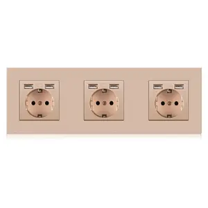 Ue Standard 3-Gang presa a muro con 6 porte di ricarica USB pannello di plastica di tipo tedesco