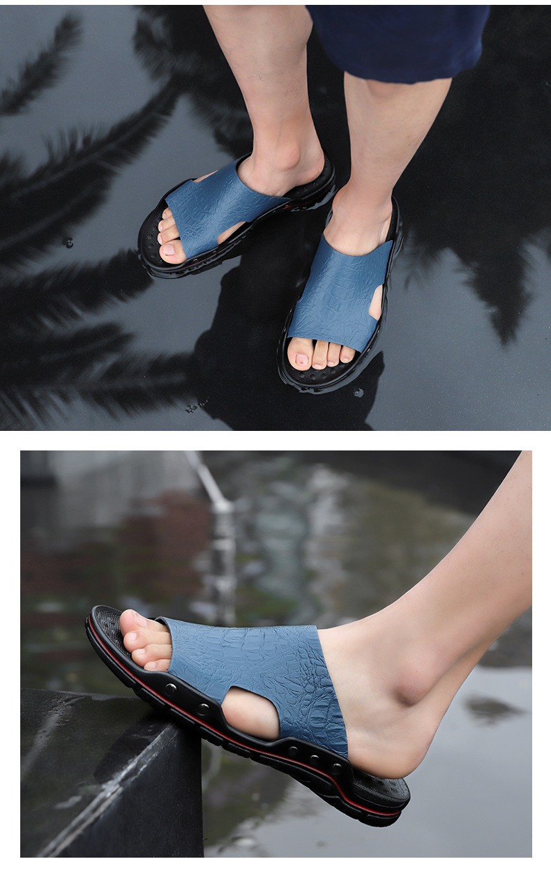 Men Rome Sandals Shoe Fashion Leather Slides Beach Slippers Casual Shoes Men