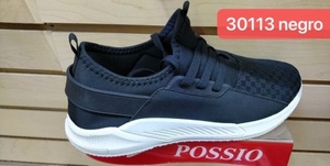 Scarpe Casual da Uomo Possio Stile Basket Nere in Mesh con Lacci Punta Rotonda Traspiranti per Tutte le Stagioni Design Sportivo Suola Intermedia in EVA Gomma - Product Image 3