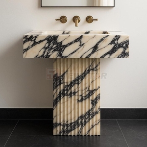 Newstar personalizzabile in marmo Cecilia <span class=keywords><strong>bagno</strong></span> vanità ampio piano di lavoro <span class=keywords><strong>lavabo</strong></span> Calacatta Viola marmo Freestanding <span class=keywords><strong>bagno</strong></span> lavandino - Product Image 4