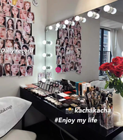Table de maquillage professionnelle Yicheng Beauty avec éclairage LED et miroir triple pour salon de beauté et studio de mariée