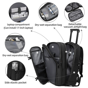 Nouveau sac à dos trolley multifonctionnel de 17 pouces, résistant à l'eau, grande capacité, avec serrure TSA, compression à un clic - Product Image 3