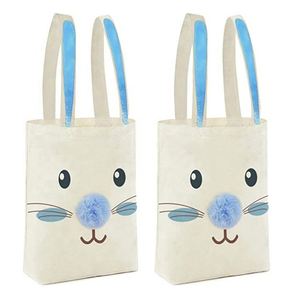 Sacs fourre-tout en toile personnalisés avec motif d'oreilles de lapin de Pâques, avec logo imprimé, poche, sac en coton, sac de shopping, noir - Product Image 1