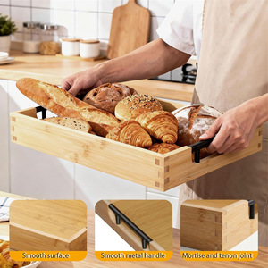 Bandeja rectangular de bambú con asa para uso en el hogar, té, hotel y restaurante. - Product Image 3