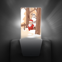 Lampu Tidur Mini LED 3D Santa Claus Warna Putih Hangat Bentuk Persegi Panjang Dekorasi Rumah Natal Tahun Baru Sensor Akrilik Soket Kamar Tidur Modern
