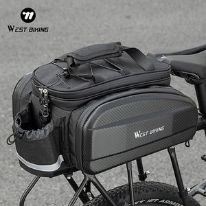 WEST BIKING Sac de vélo extensible de grande capacité Sac de coffre de vélo à coque <span class=keywords><strong>rigide</strong></span> étanche avec bande réfléchissante avec <span class=keywords><strong>housse</strong></span> de pluie - Product Image 1