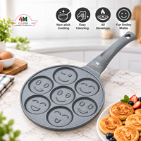 Poêle à crêpes FOURM Smile Face en granit antiadhésif en fonte d'aluminium, mini-appareil à crêpes pour le petit-déjeuner des enfants, compatible induction